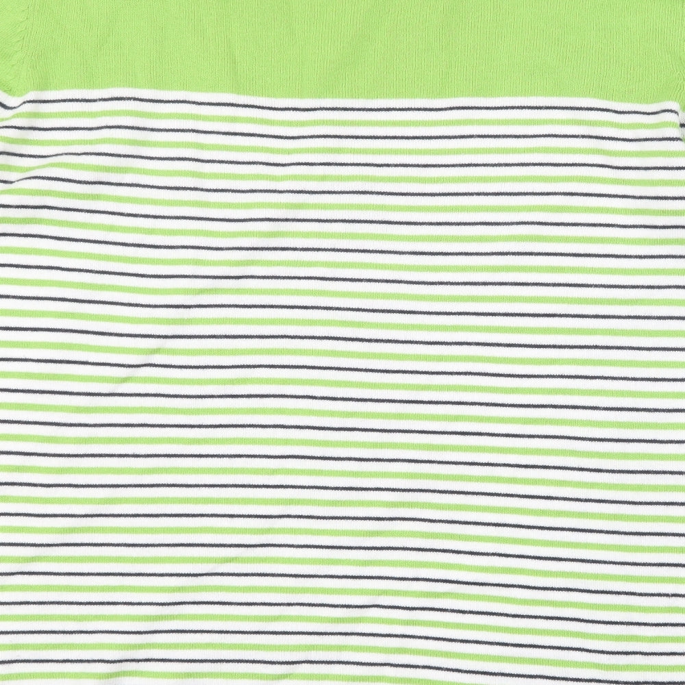 Kem Womens Green Striped Knit Pullover Jumper Size 10