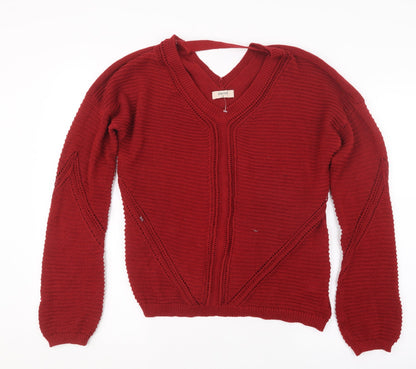 Womens UK Size M Papaya Red Pullover Jumper