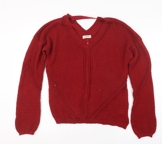 Womens UK Size M Papaya Red Pullover Jumper