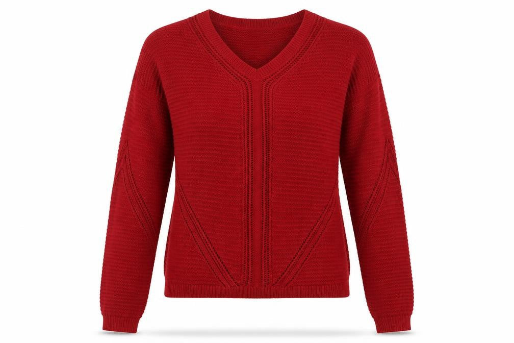 Front view of Papaya women’s red knit jumper, size M