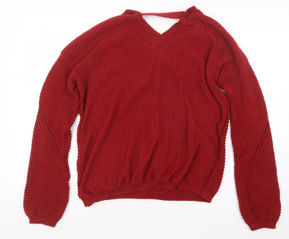 Womens UK Size M Papaya Red Pullover Jumper