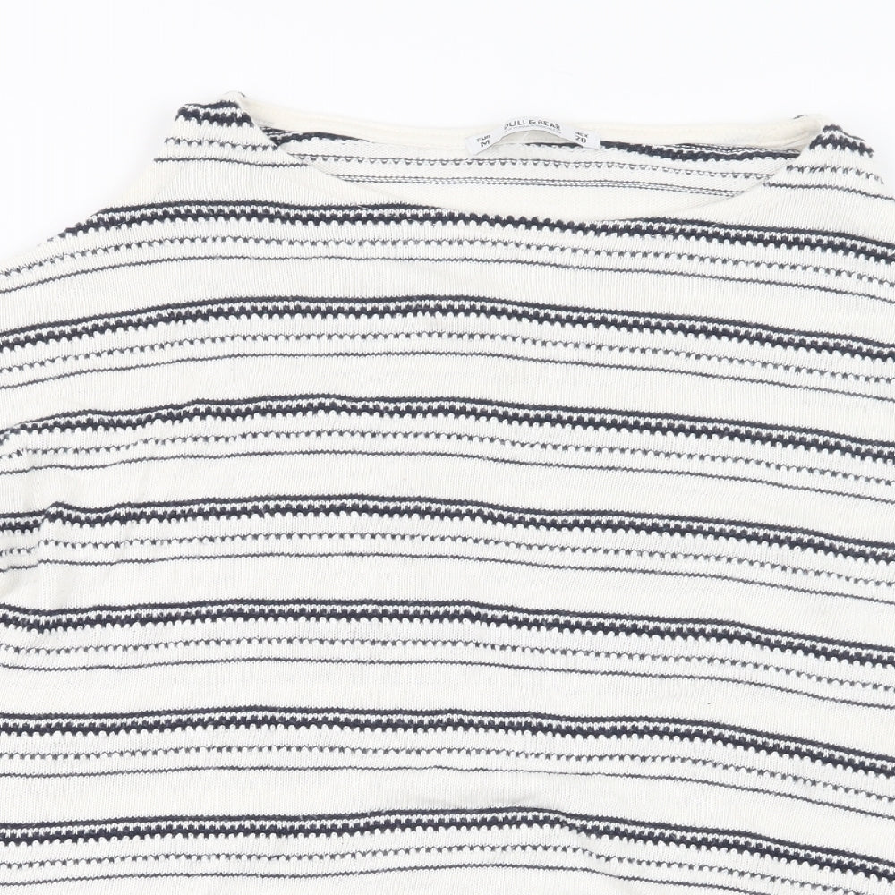 Womens UK Size M Pull&Bear White Pullover Jumper