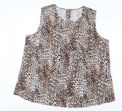 Avon Womens Brown Animal Print  Basic Blouse Size 18