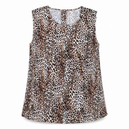 Avon Womens Brown Animal Print  Basic Blouse Size 18