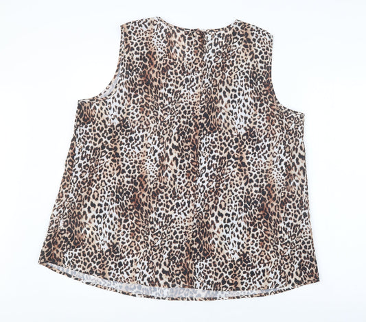 Avon Womens Brown Animal Print  Basic Blouse Size 18