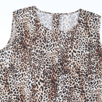 Avon Womens Brown Animal Print  Basic Blouse Size 18