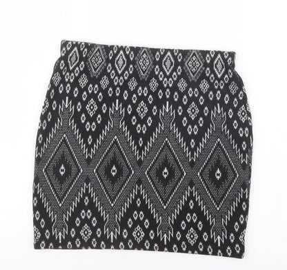 New Look Womens Black Geometric  Straight & Pencil Skirt Size 12