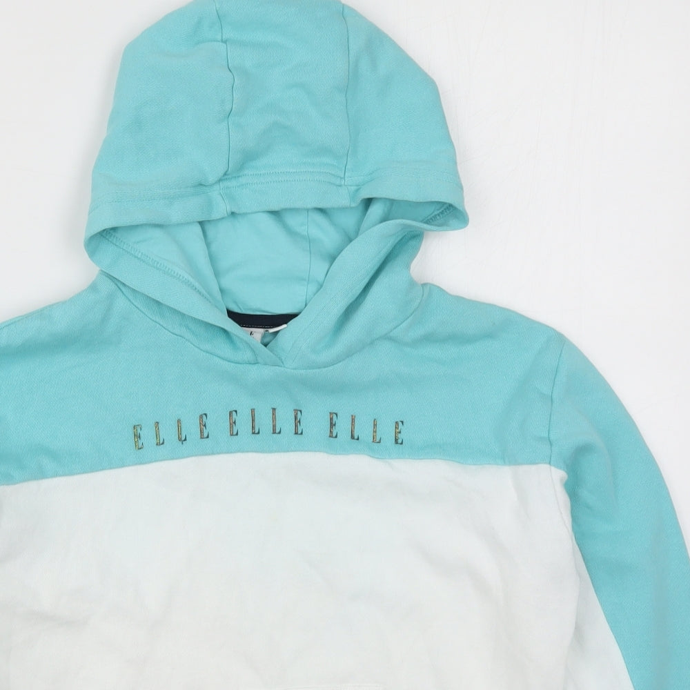 ELLE Girls Blue Colourblock  Pullover Hoodie Size 12-13 Years
