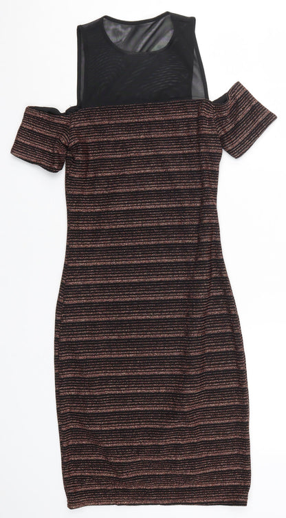 New Look Womens Brown Striped  Bodycon  Size 8