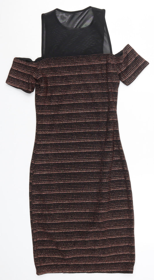 New Look Womens Brown Striped  Bodycon  Size 8