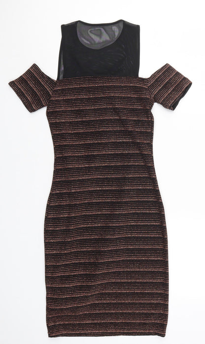 New Look Womens Brown Striped  Bodycon  Size 8
