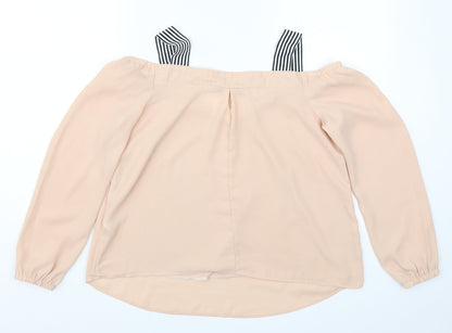 Select Womens Pink Striped  Basic Blouse Size 12