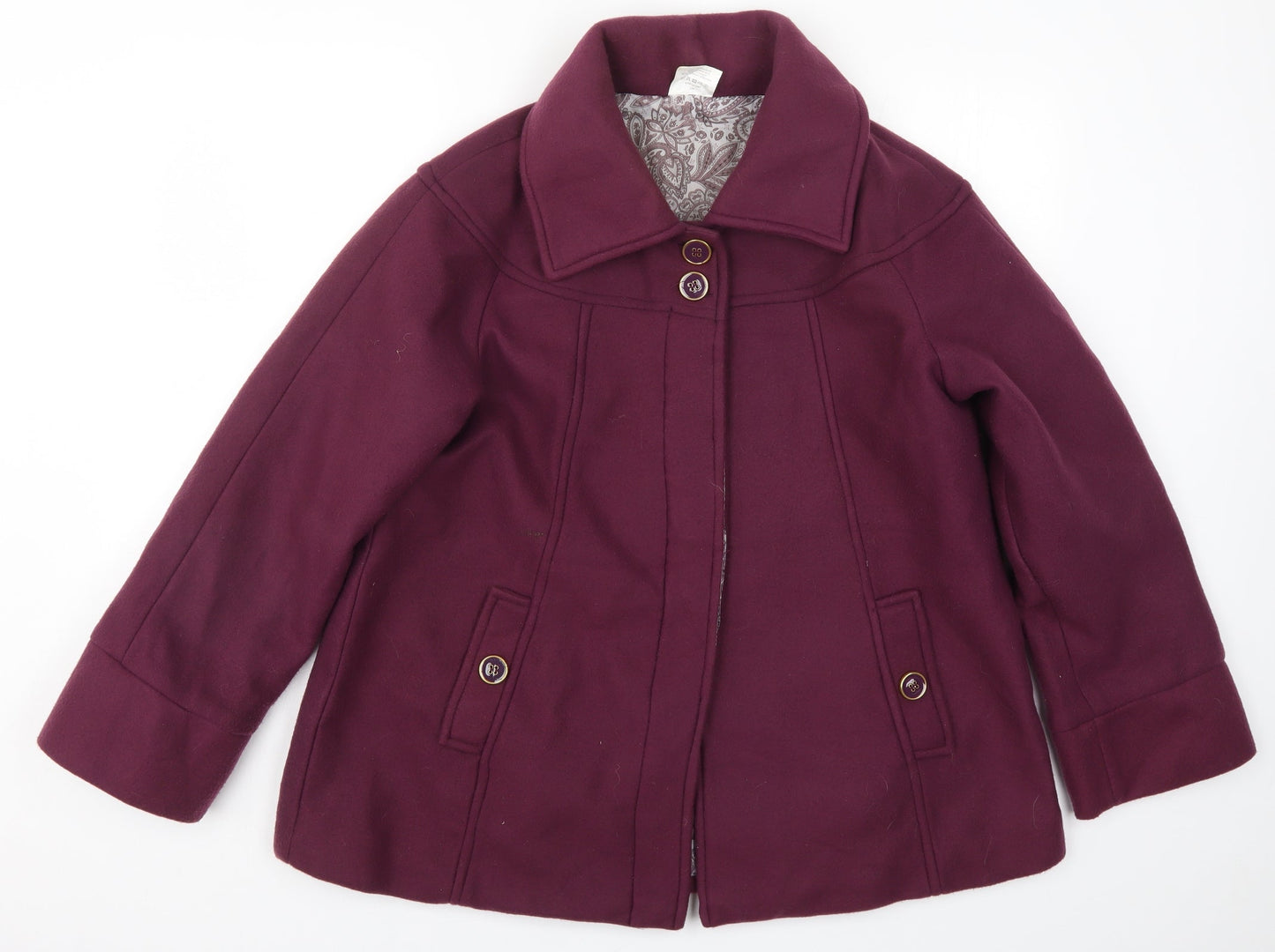 Womens UK Size 14 Anne De Lancay Purple Pea Coat