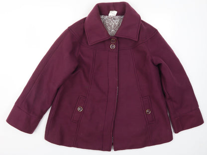 Womens UK Size 14 Anne De Lancay Purple Pea Coat