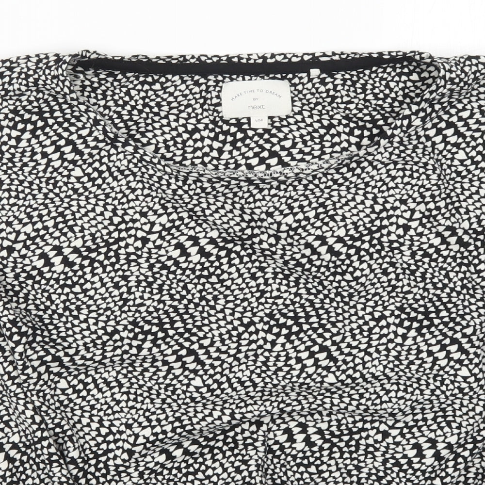 NEXT Womens Black Geometric  Top Pyjama Top Size 16  - Love Hearts