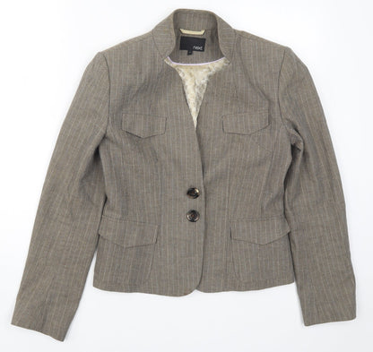 NEXT Womens Brown Striped  Jacket Suit Jacket Size 12