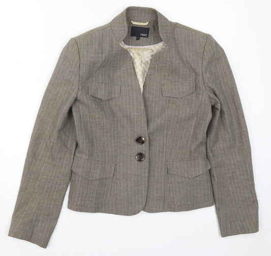 NEXT Womens Brown Striped  Jacket Suit Jacket Size 12
