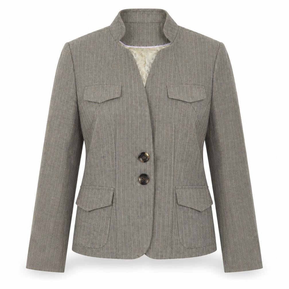 NEXT Womens Brown Striped  Jacket Suit Jacket Size 12