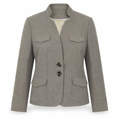 NEXT Womens Brown Striped  Jacket Suit Jacket Size 12