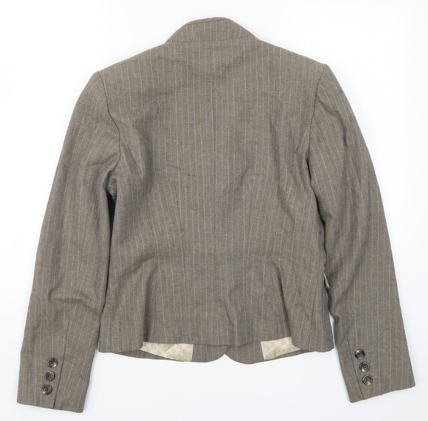 NEXT Womens Brown Striped  Jacket Suit Jacket Size 12