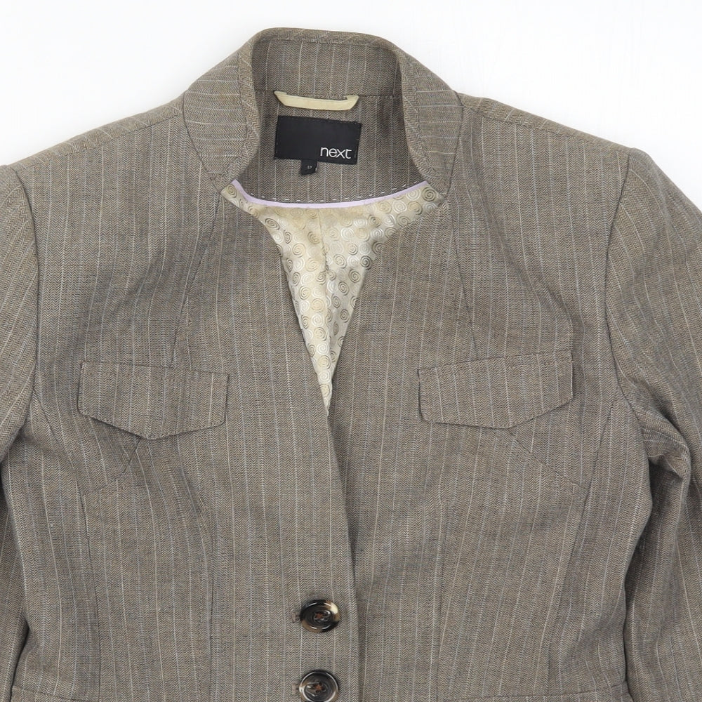 NEXT Womens Brown Striped  Jacket Suit Jacket Size 12