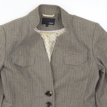 NEXT Womens Brown Striped  Jacket Suit Jacket Size 12
