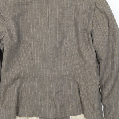 NEXT Womens Brown Striped  Jacket Suit Jacket Size 12