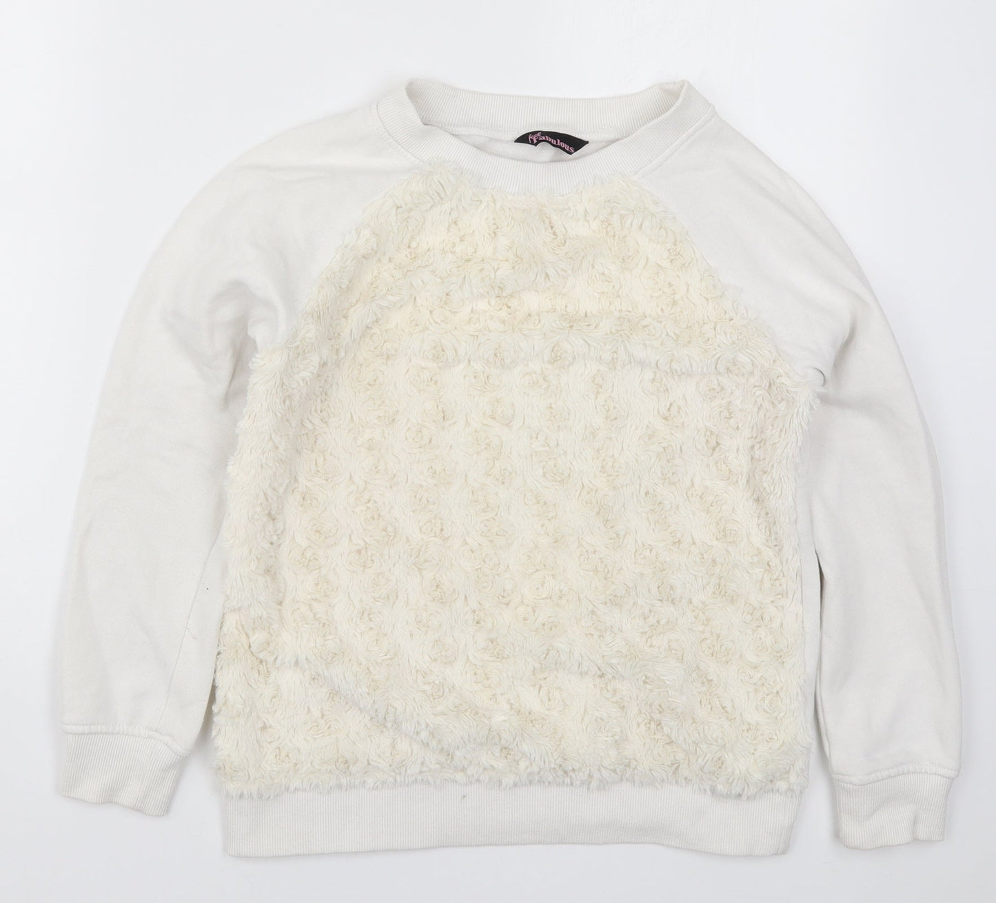 Feel Fabulous Womens White   Pullover Sweatshirt Size 6