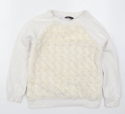 Feel Fabulous Womens White   Pullover Sweatshirt Size 6