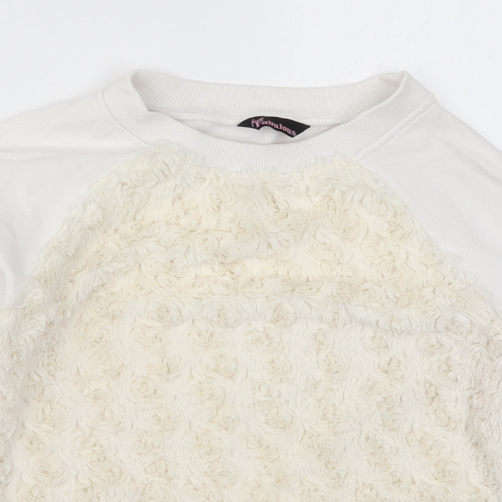 Feel Fabulous Womens White   Pullover Sweatshirt Size 6