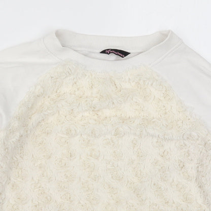 Feel Fabulous Womens White   Pullover Sweatshirt Size 6