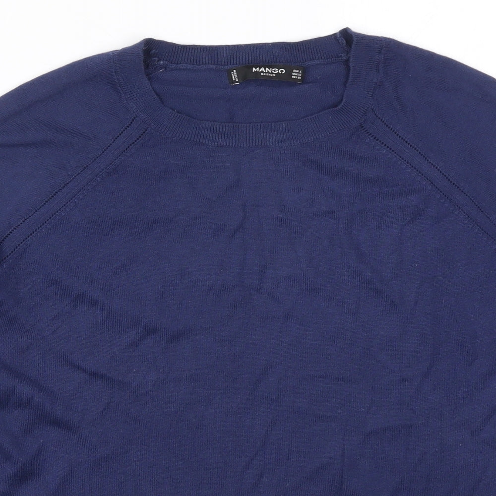 Womens UK Size S Mango Blue Pullover Jumper