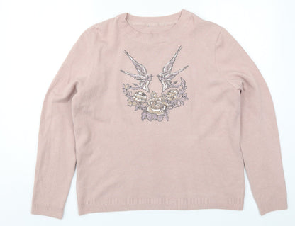 Womens UK Size 14 Marks and Spencer Pink Pullover Jumper