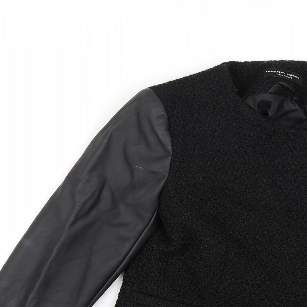 Womens UK Size 12 Dorothy Perkins Black Overcoat