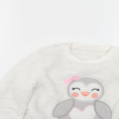 Close-up detail of gorge girls’ white solid top pyjama top, size 6-7, years
