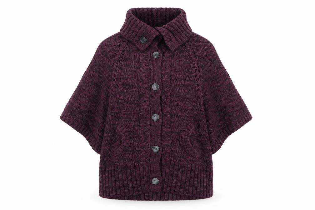 Front view of evie women’s purple overcoat coatigan, size UK 16
