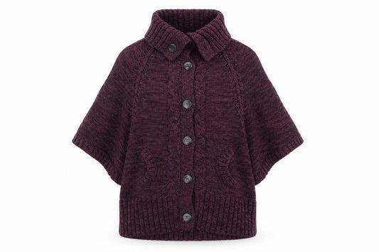 Front view of evie women’s purple overcoat coatigan, size UK 16