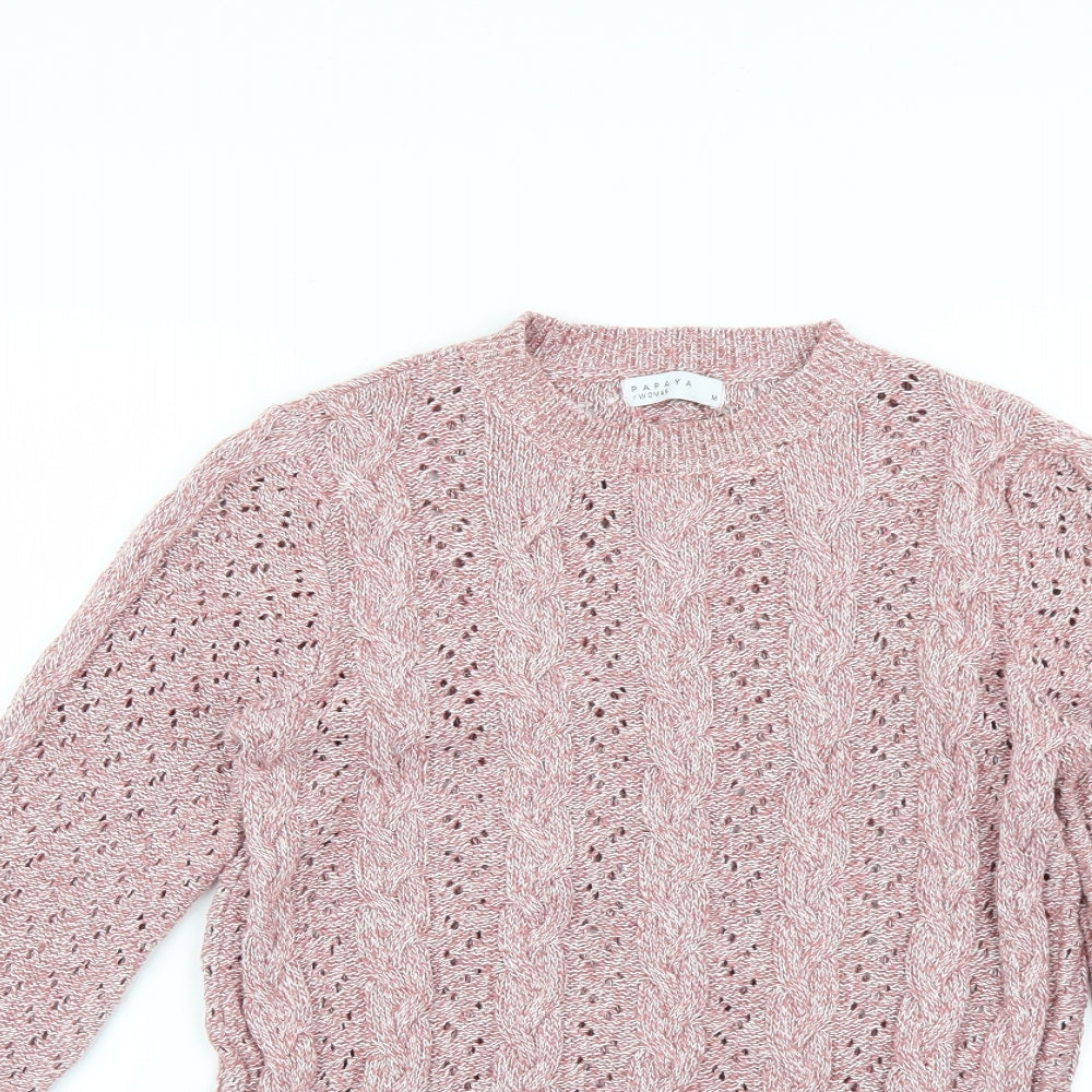 Close-up detail of paaya women’s pink jumper, size M