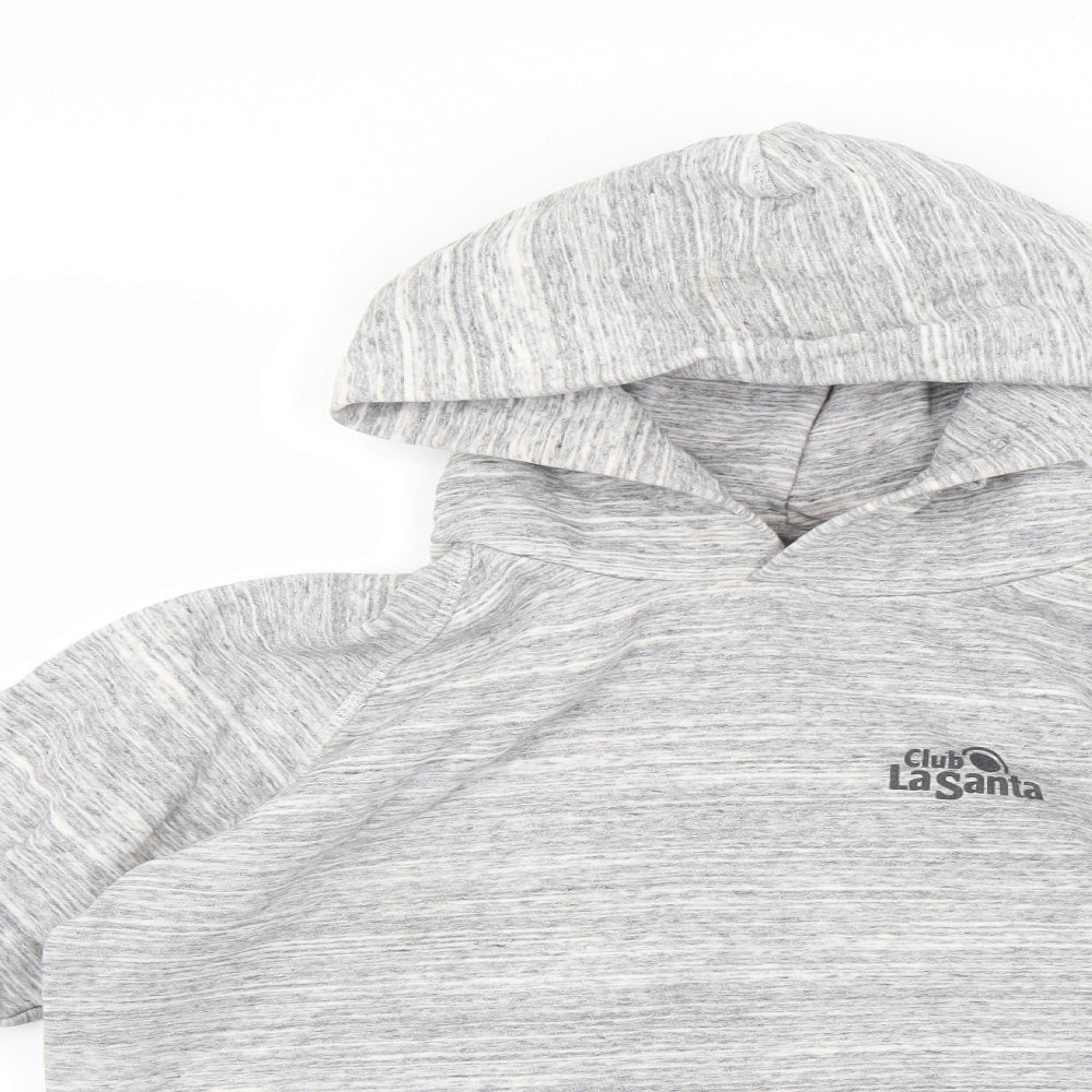Close-up detail of Stanley men’s grey pullover hoodie, size S