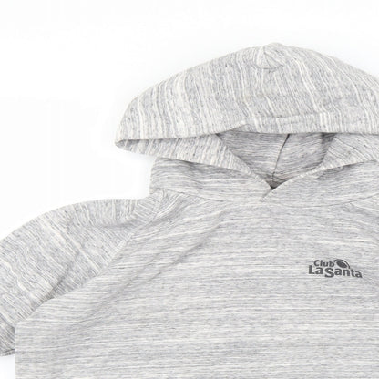 Close-up detail of Stanley men’s grey pullover hoodie, size S