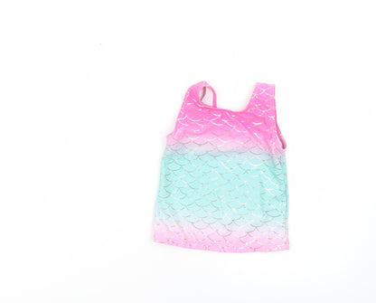 Back view of George girls’ multicoloured geometric basic t-shirt, size 2-3, years