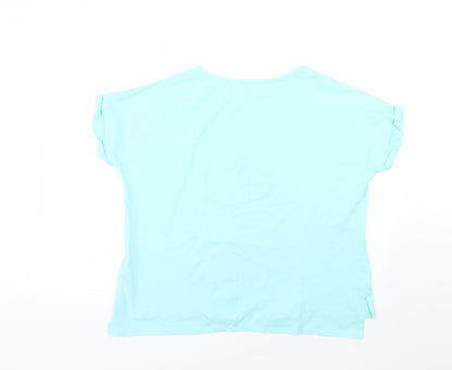 Back view of la pia women’s blue basic t-shirt, size S