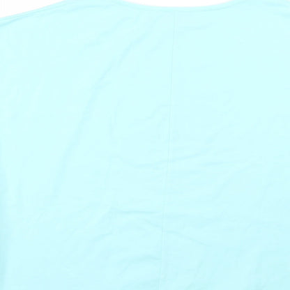 Brand and care label for la pia women’s blue basic t-shirt, size S