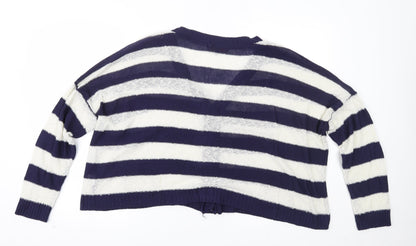Amaya Womens Blue Striped  Cape Jumper Size L