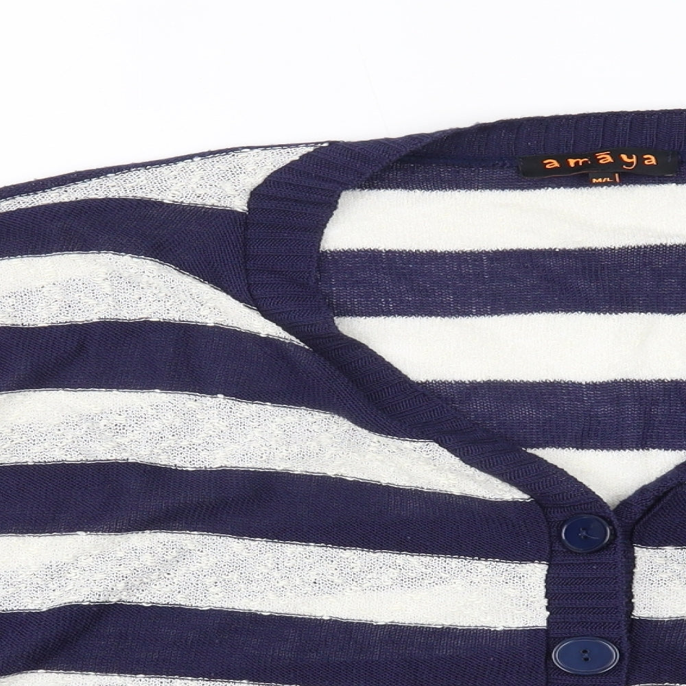 Amaya Womens Blue Striped  Cape Jumper Size L