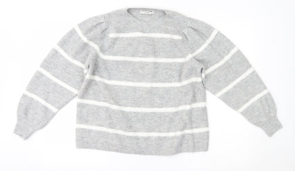 George Womens Grey Striped  Pullover Jumper Size L