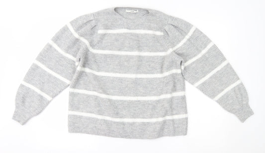 George Womens Grey Striped  Pullover Jumper Size L