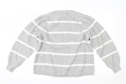 George Womens Grey Striped  Pullover Jumper Size L