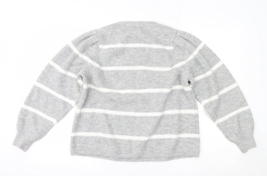 George Womens Grey Striped  Pullover Jumper Size L