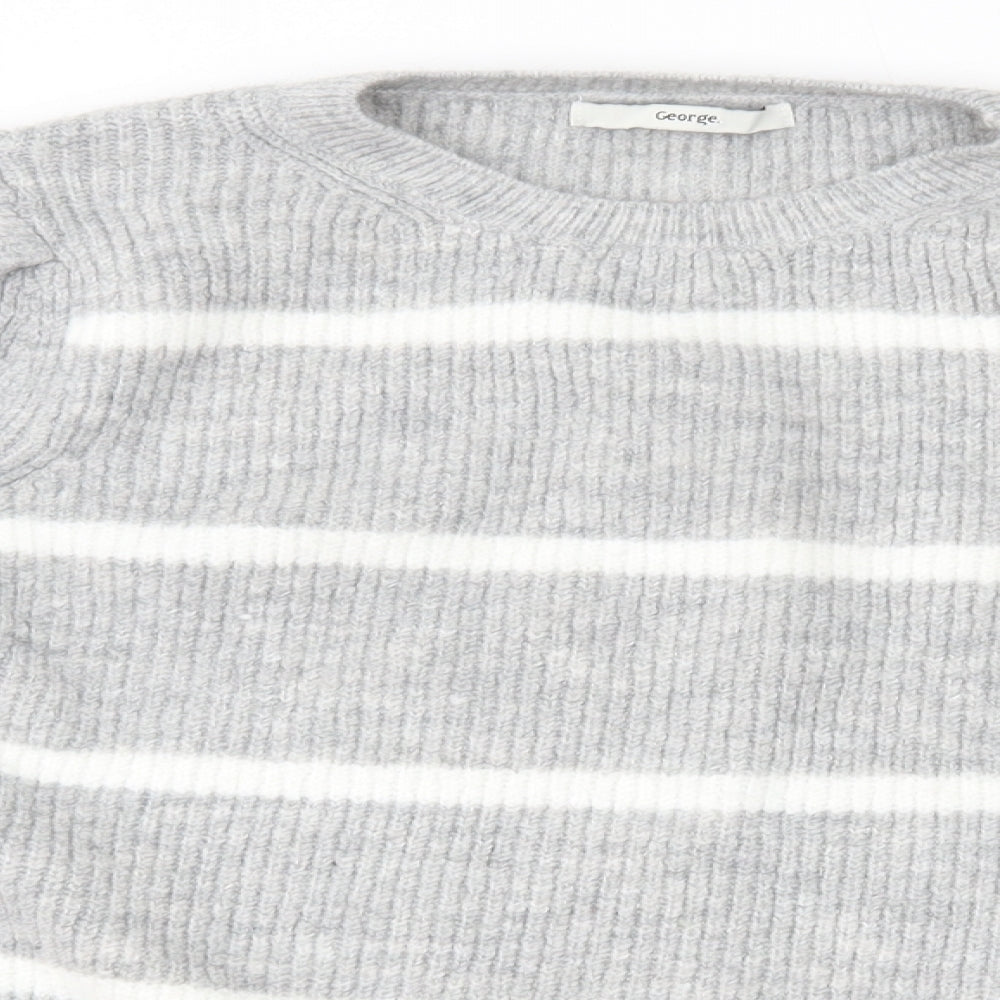 George Womens Grey Striped  Pullover Jumper Size L